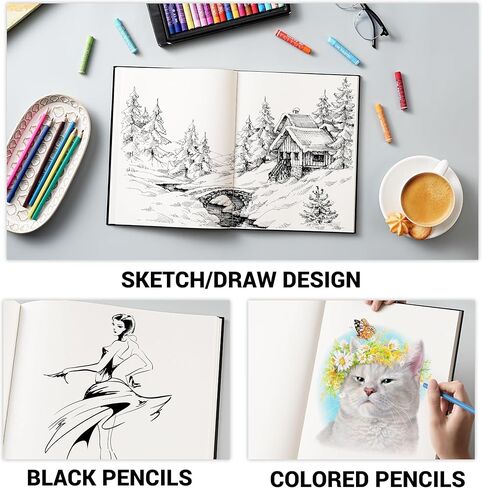 Sketchbook - Hardcover Sketch Pad, 8.5" x 11", Durable Sketch Book for Professional Kids, Adults, Artists and Amateurs, 68 lb/110 GSM, 56 Sheets, Use with Pens, Pencils, Sketching Stick in Kuwait