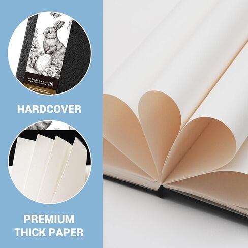 Sketchbook - Hardcover Sketch Pad, 8.5" x 11", Durable Sketch Book for Professional Kids, Adults, Artists and Amateurs, 68 lb/110 GSM, 56 Sheets, Use with Pens, Pencils, Sketching Stick in Kuwait