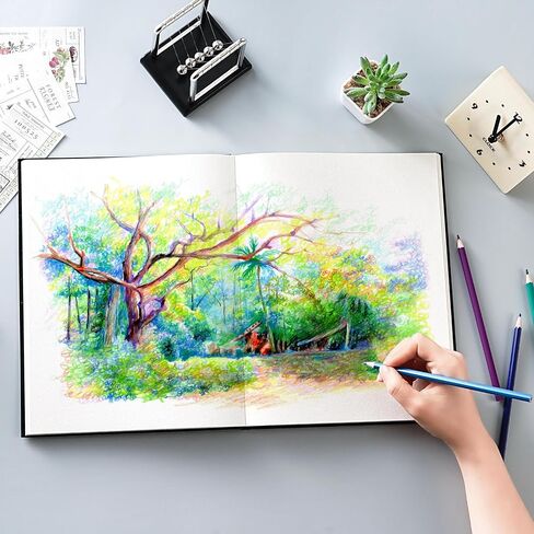 Sketchbook - Hardcover Sketch Pad, 8.5" x 11", Durable Sketch Book for Professional Kids, Adults, Artists and Amateurs, 68 lb/110 GSM, 56 Sheets, Use with Pens, Pencils, Sketching Stick in Kuwait