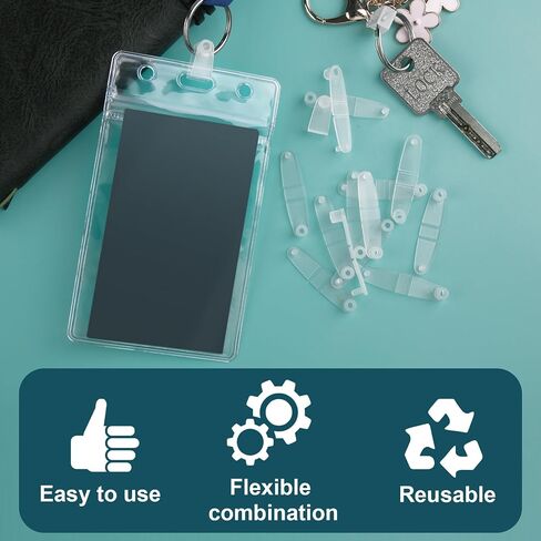 100Pcs Plastic Keychain Clips, Acrylic Keychain Connector Snap Tabs Clear Holder Bulk for Keys Rings Office Credit Card Crafts Jewelry Making in Kuwait