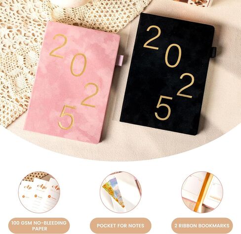 2025 Planner Weekly and Monthly Velvet Agenda 2025 Hardcover Planners for Women Calendar Planner with Monthly Tab 100 Gsm Paper 5.7 x 8.3, Pink in Saudi Arabia