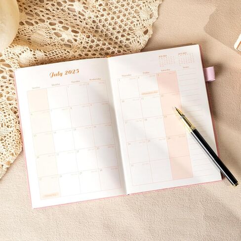 2025 Planner Weekly and Monthly Velvet Agenda 2025 Hardcover Planners for Women Calendar Planner with Monthly Tab 100 Gsm Paper 5.7 x 8.3, Pink in Saudi Arabia