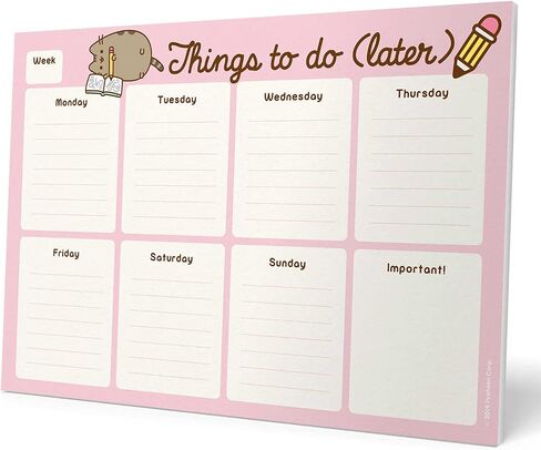 To Do List Notepad Pusheen Calendar A4 | Daily, Weekly Planner | ADHD Planner Pad | 54 Tear-Off Sheets 90 gsm | Pusheen Stationery | Improve Productivity | Task Planner in Saudi Arabia