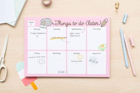 To Do List Notepad Pusheen Calendar A4 | Daily, Weekly Planner | ADHD Planner Pad | 54 Tear-Off Sheets 90 gsm | Pusheen Stationery | Improve Productivity | Task Planner in Saudi Arabia