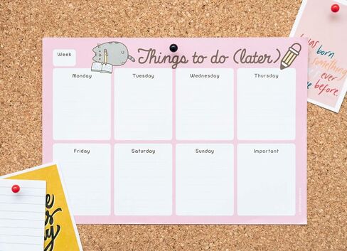 To Do List Notepad Pusheen Calendar A4 | Daily, Weekly Planner | ADHD Planner Pad | 54 Tear-Off Sheets 90 gsm | Pusheen Stationery | Improve Productivity | Task Planner in Saudi Arabia