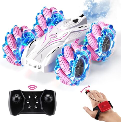 RC Gesture Sensing Stunt Car ، 2.4 جيجا هرتز 4WD سيارة التحكم عن بعد مع ضوء بارد ، مزدوج الجانبين الدوران على الطريق مركبة 360 درجة تقلب السيارات ل 6-12 سنة الأولاد هدايا عيد ميلاد (الأزرق) in Saudi Arabia