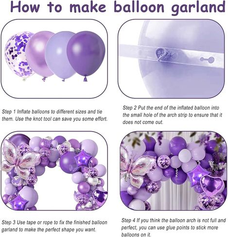 purple butterfly balloon arch kit, 167 Pieces Purple Butterfly Baby Shower Decorations, lavender balloon arch kit for Mother's Day Valentine's Day Birthday Wedding Party Decoration. in Saudi Arabia