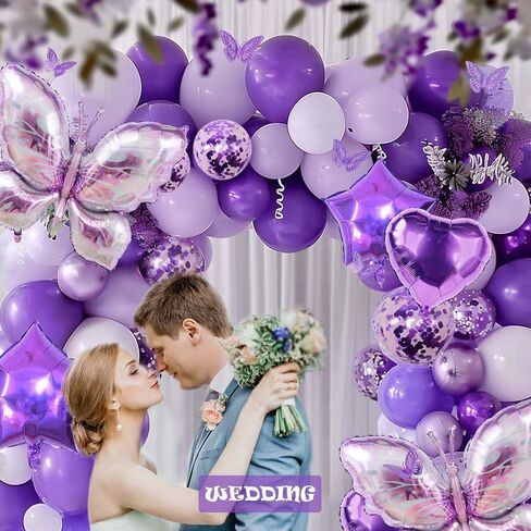 purple butterfly balloon arch kit, 167 Pieces Purple Butterfly Baby Shower Decorations, lavender balloon arch kit for Mother's Day Valentine's Day Birthday Wedding Party Decoration. in Saudi Arabia