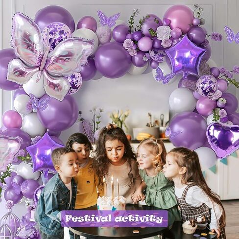 purple butterfly balloon arch kit, 167 Pieces Purple Butterfly Baby Shower Decorations, lavender balloon arch kit for Mother's Day Valentine's Day Birthday Wedding Party Decoration. in Saudi Arabia