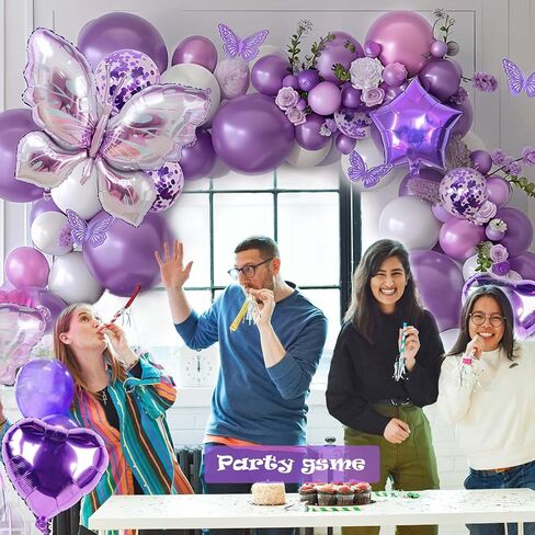 purple butterfly balloon arch kit, 167 Pieces Purple Butterfly Baby Shower Decorations, lavender balloon arch kit for Mother's Day Valentine's Day Birthday Wedding Party Decoration. in Saudi Arabia
