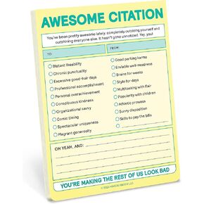 Knock Knock 1-Count Awesome Citation Note Pad, Encouragement Gifts & Checklist Nifty Notes, 4 x 5.25-inches (Pastel Edition)