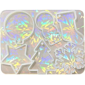 Holographic Christmas Silicone Mold for Ornaments Snowman Resin Mold Christmas Tree Snowflake Pendant Epoxy Molds