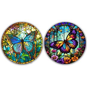 OFRKE 2-Piece Diamond Painting Kits for Adults，5D DIY Full Drill Round Art Gems Colorful Butterfly Diamond Art Perfect for Home Wall Deco Diamond 12"x12"