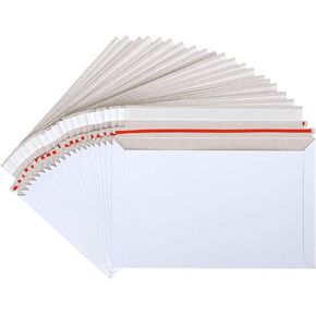 100 PCS Rigid White Cardboard Envelopes, 6x10 Inch Self Seal Stay Flat Mailers for Shipping Packaging