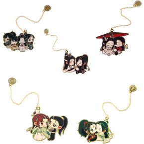5PCS Mo Dao Zu Shi Anime Bookmark Wei Wuxian LAN Wangji Tassel Pendant Bookmark Metal Hollowing Bookmark
