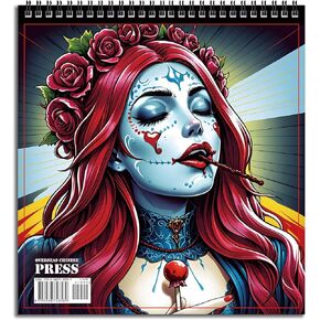 FUN LAVIE Halloween Coloring Book for Adults: 32 Spooky Sugar Skulls Women Designs for Mindfulness Stress Relief and Adult Relaxation, Spiral Bound,Sugar Skulls Art for Halloween Fun