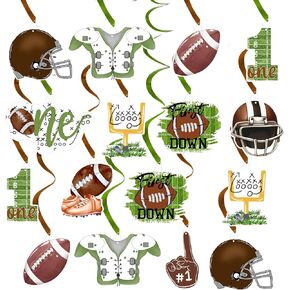 Football 1st Birthday Party Football Hanging Swirls, First Year Down Boys Birthday Decorations for Kids Boys Football Game Day Tailgate Party Supplies Backdrop