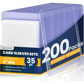 2000 Packs Card Sleeves Top Loads for Cards,3" x 4" Baseball Card Protectors,Trading Card Sleeves Hard Plastic Fit for Baseball, Football Cards (1000 Hard Sleeves + 1000 Soft Sleeves)