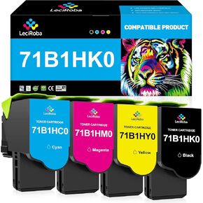 LeciRoba CS317 CS417 CS517 71B1H Toner Cartridge Replacement for Lexmark 71B1H 71B0H10 71B0H20 71B0H30 71B0H40 71B1HK0 71B1HC0 71B1HM0 71B1HY0 CS417 CX417 CS517 CX517 CS317 CS317dn CX317dn (4-Pack)