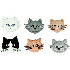 Fuzzy Felines Buttons by Dress it Up Buttons and Embellishments - 5 Pieces