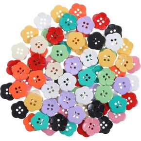 80 PCS Flower Buttons, 17 Mm (11/16") Cute Buttons for Clothes Assorted Colorful Buttons for Crafts, Decorative Buttons for Sewing, Flower Resin Buttons for Gloves Sweaters Shirts Clothes