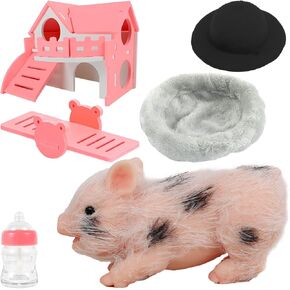 Silicone Pig Mini Silicone Animals Pig Set,5 Inch Pig Toys for Girls&Boys, Realistic Cute Baby Piggy Doll Soft Body, Item for Kids, Her, Birthday, Christmas Stocking Stuffers