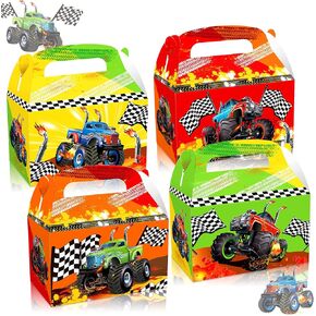 Roaring Party Pack: 12 Monster Trucks Party Favors, Tablecloth & Birthday Decorations