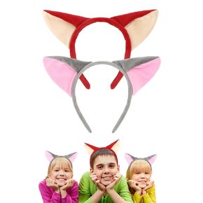 YARIEW Red Fox Headband and Grey Fox Headband (1 Pack)