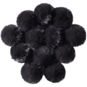 12 Pcs Small Faux Fur Pom Pom Balls 2.75 in Fur Fluffy Pompom Ball with Elastic Loop for Hats, Shoes, Scarves, Gloves, Bags, Key Chain Charms Accessories, 2 3/4 inches (White) in Kuwait