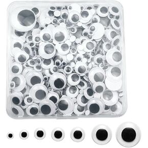 350 PCS Wiggle Googly Eyes with Self-Admive ، 6 مم 8 مم 10 مم 12 مم 15 مم 20 مم 30 مم.