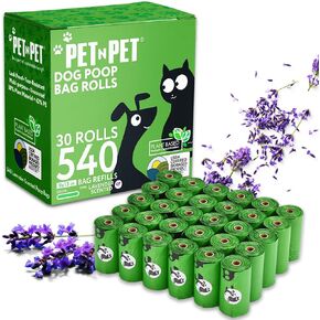 PET N PET 270 COUnts حقائب أنبوب خضراء للكلاب ، 38 ٪ على أساس النبات و 62 ٪ PE أكياس الكلب الكلب الكثيفة الإضافية لفات ، 9 "× 13" ، حقيبة نفايات الكلاب غير معقولة ، لوازم الحيوانات الأليفة للكلاب