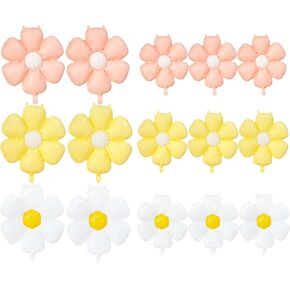 Boho Daisy Balloon Flower Balloons,15 Pcs Colorful Daisy Flower Balloons for Hippie Theme Party Birthday Wedding Baby Shower Decorations Supplies (pink yellow white)
