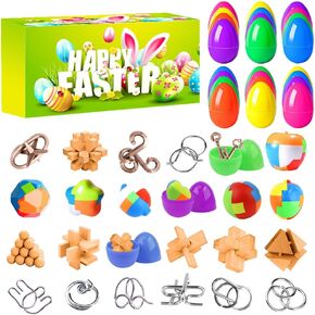 Easter Basket Stuffers for Teens Adults Older Kids, 24 Pack Easter Eggs Fillers with Brain Teaser Puzzles, Easter Gifts for Teens Boys Girls, Brain Puzzles for Family Easter Party, Easter Party Favors