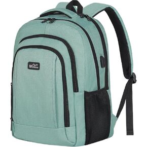 Travel Laptop Backpack, Business Anti Theft Slim Laptop Backpack with USB Charging Port, Water Resistant College Computer Bag Fits 17.3 Inch Notebook, Green
