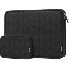 MOSISO 360 Protective 13-14 inch Laptop Case, 13.3 inch Laptop Sleeve Lightweight Petal Quilted Computer Bag Compatible with MacBook Air 13.6/Pro 13/14, HP, Dell, ASUS, Lenovo with Small Case, Black