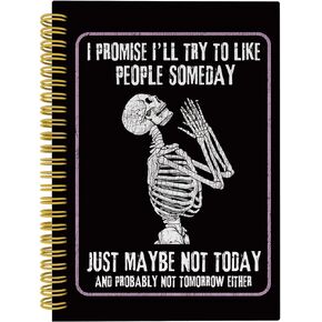 Funny Skeleton Prayer Prayer Notebook Journal ، دفتر عيد الهالوين ، مجلة Witchy Journal ، اللوازم المكتبية القوطية ، أعدك أنني سأحاول أن أحب الناس في يوم من الأيام 5.5x8.3 مع 164 صفحة