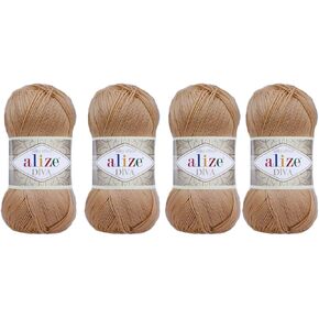 4 Balls Hand Knitting Yarn 100% Microfiber Acrylic Yarn Alize Diva Silk Effect Thread Crochet Art Lace Craft Lot of 4 skeins 400gr 1532yds (369)