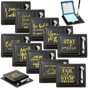 Tenceur 10 Pcs Inspirational Gifts Bulk Sticky Notes Thank You Motivational Pen Holder with PU Leather Box, Christmas Appreciation Gifts for Employee Nurse Coworker Team Staff Teacher Student