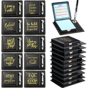 Tenceur 10 Pcs Inspirational Gifts Bulk Sticky Notes Thank You Motivational Pen Holder with PU Leather Box, Christmas Appreciation Gifts for Employee Nurse Coworker Team Staff Teacher Student in Kuwait