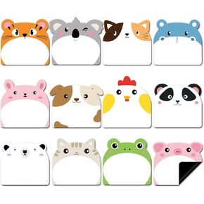 Thenshop 24 Pcs Animal Magnetic Labels 3 x 3 Inch Dry Erase Magnets Labels Cute Magnetic Sticky Notes Easy to Post Notes for Whiteboard Fridge Office Classroom Locker Cabinet Door