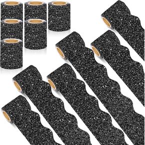 Zhanmai 6 Rolls Classroom Bulletin Board Decoration, 98.5 ft Glitter Scalloped Border Trim Bulletin Board Rolls Border for School, Classroom Office Party Wall Holiday Decoration(Colorful Color)
