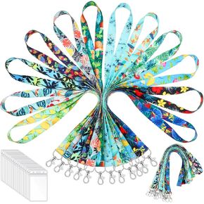 48 Sets Cruise Lanyard for Ship Cards Bulk Hawaii Carnival Lanyards with ID Holder Aloha Cruise Accessories Set Lanyard Waterproof Card Holders for Badge Key Card Women Men Essentials