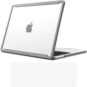 Compatible with MacBook Air 15 inch Case 2023 Release A2941 M2 Chip with Touch ID, Slim Matte Plastic Hard Shell Cover + Carbon Fiber Edges + Keyboard Cover(Gray Bumper)