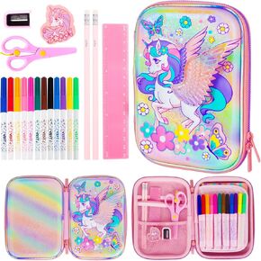 Pencil Case Stationery Set for Kids, 3D EVA Big Capacity Cute Cartoon Pencil Pen Case Bag with Zipper Office College School Storage Bag Pouch Holder Box Organizer