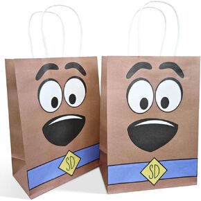 Generic Dog Party Bags with Handles,12 Pcs Cute Cartoon Brown Theme Birthdays Goodies Bags for Boys and Girls