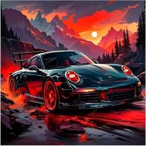 hill froeistung 5D Car Diamond Art Painting Kits for Adults,Sun Diamond Art for Beginners, DIY Full Drill Mountain Diamond Art Painting for Wall Decor,12x12inch