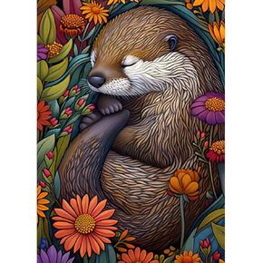 DOMROM Diamond Painting Kits for Adults, Otter Diamond Art Kits, 5D Animals Diamond Painting, DIY Round Full Drill Diamond Painting Gem Arts and Crafts for Home Decor 12x16 inch