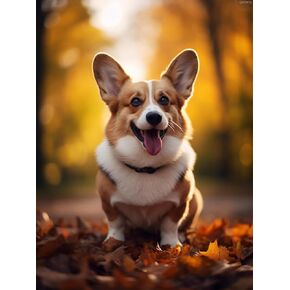 QAZWSX Corgi Dog 5D Diamond Art Painting for Adults Full Drill Round Diamond Paint by Number Kits for Beginners Gems Cross Stitch for Wall Decor 12x16 inch