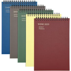 EOOUT 5pcs Top Spiral Steno Pads, 6x9 Top Spiral Notebook, Thick Plastic Hardcover 60 Sheets Note Pads with 7mm College Ruled Paper,5 Colors Writing Notes for Journal School and Office Supplies