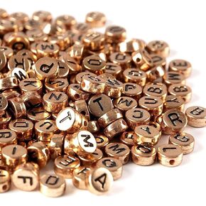 Letter Beads 1000pcs Acrylic Alphabet Letter Beads A-Z Letter for Jewelry Making (bg Rose Gold)